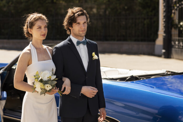 Ceci est une image d'un couple lors de leurs mariage